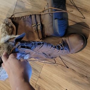 Laceup leather boots